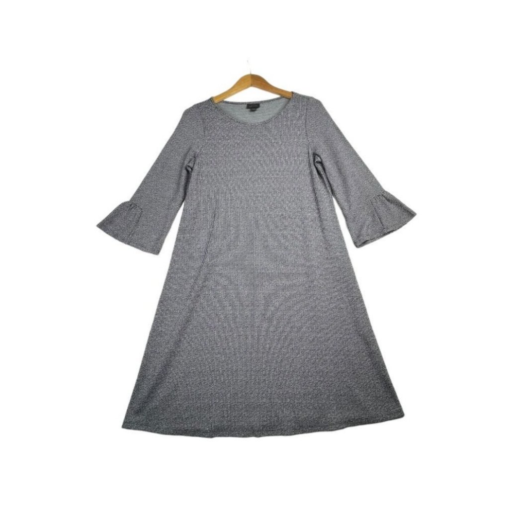 J. Jill Mini Houndstooth Half Sleeve Dress Size Small Black/White